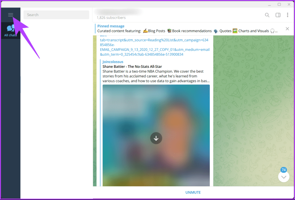 Click on the hamburger menu