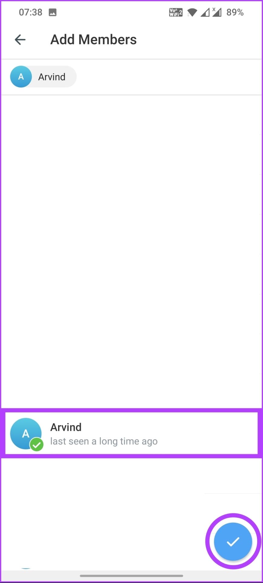 Select the person you want to add from your Telegram contact list