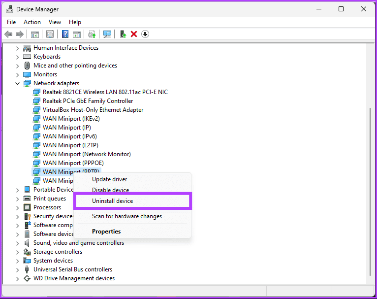 right-click on it and choose Uninstall device