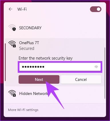 Enter the password and click Next