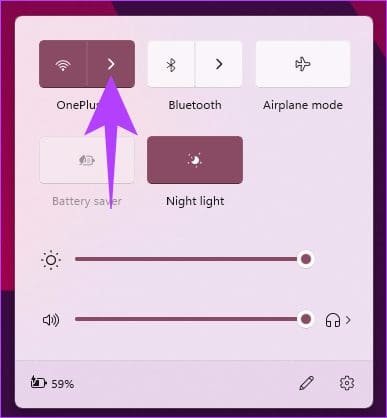 Click the arrow on the Wi-Fi button