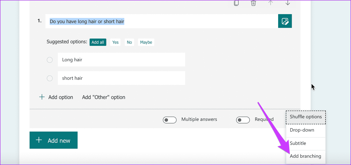 How to Add Branching in Microsoft Forms individually2