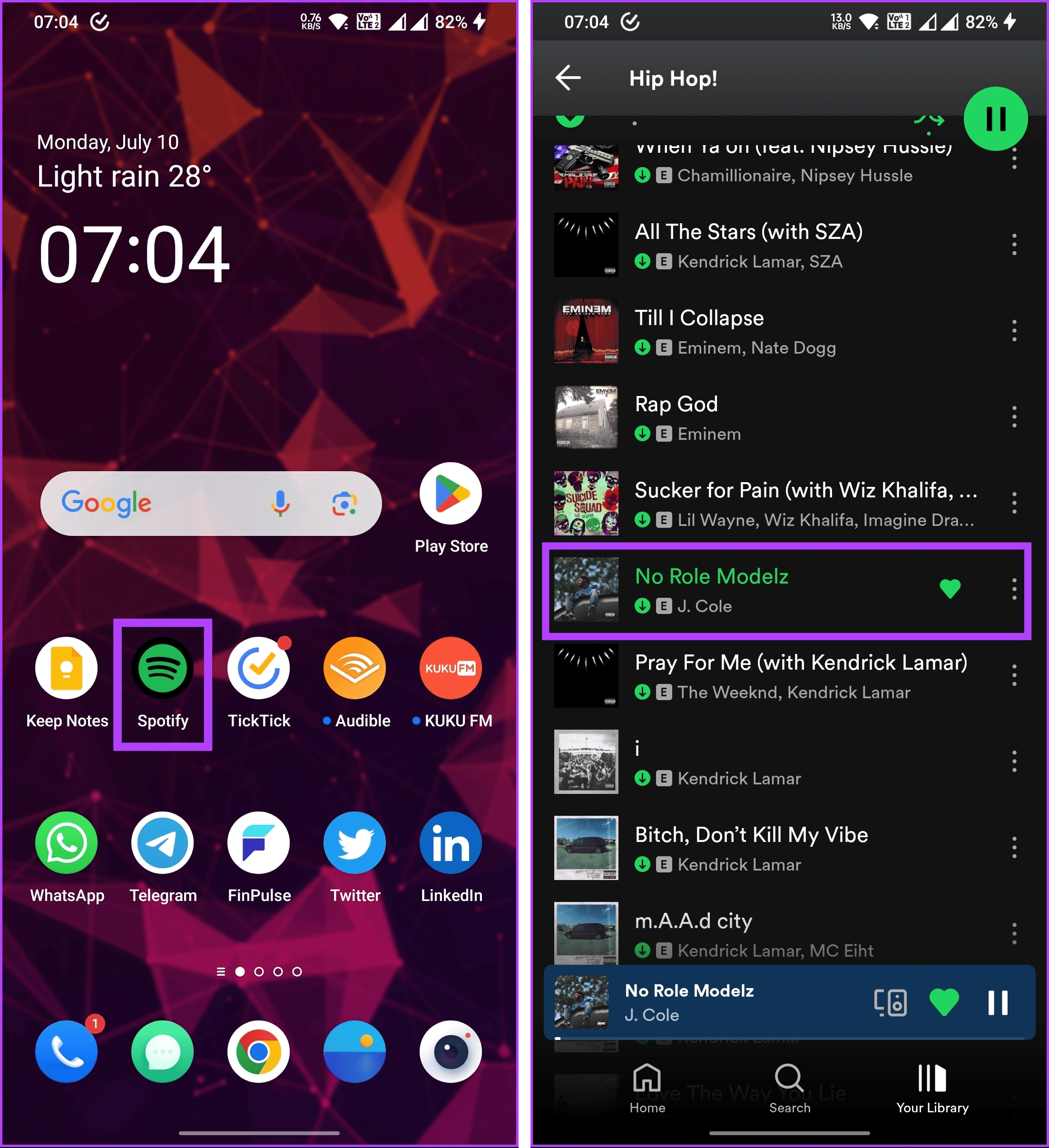Open Spotify or Apple Music app