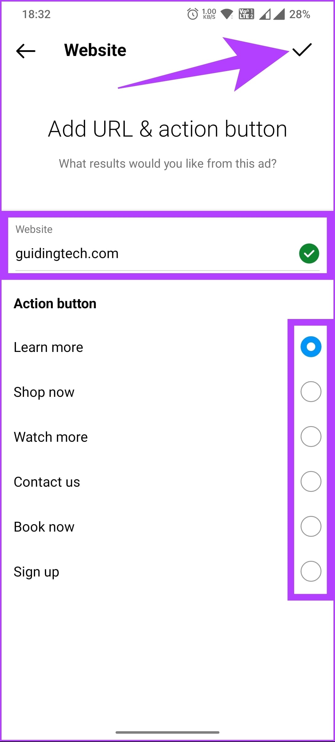 add the website link