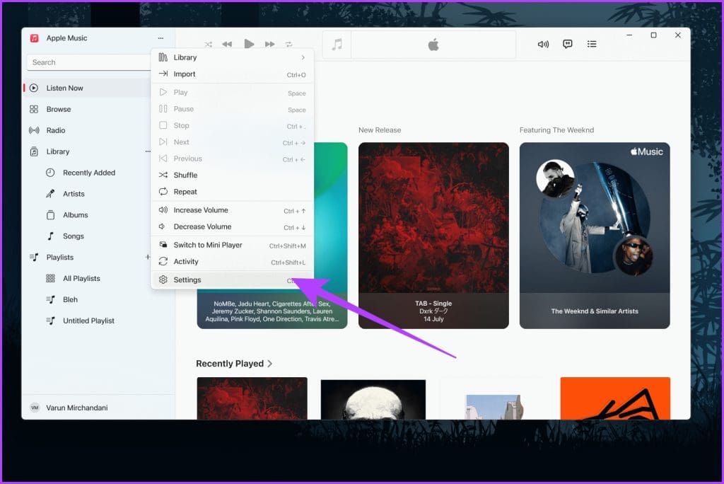 click on the three-dot icon next to Apple Music