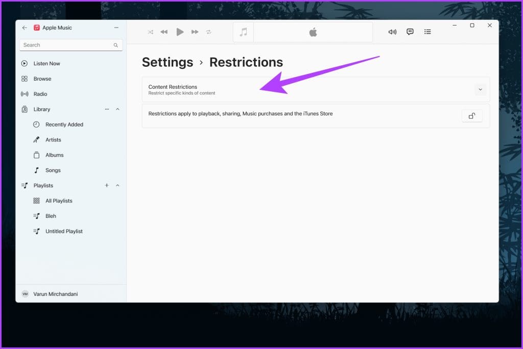 select Content Restrictions