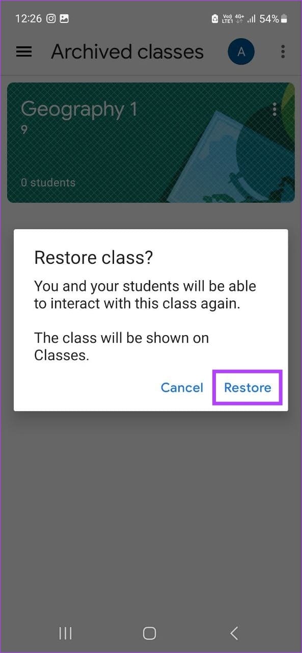 Tap on Restore