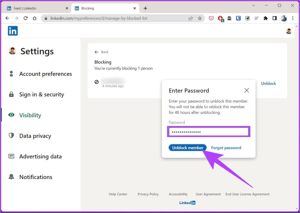 enter your password