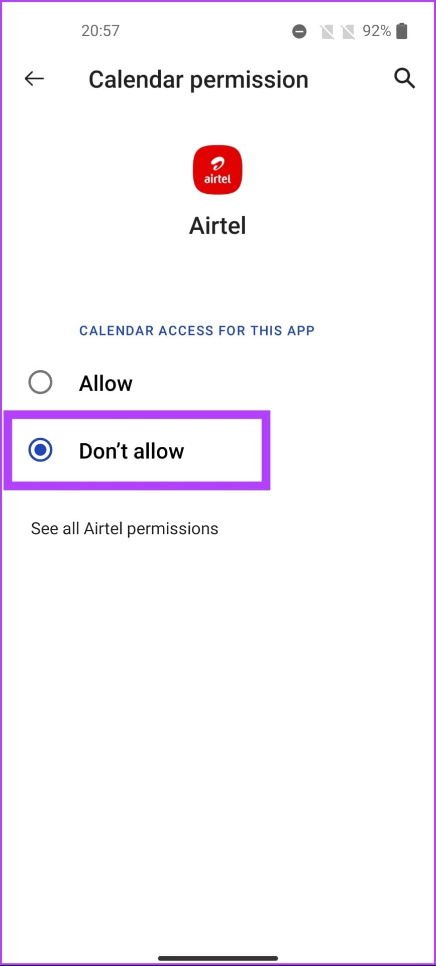 Select Don't allow
