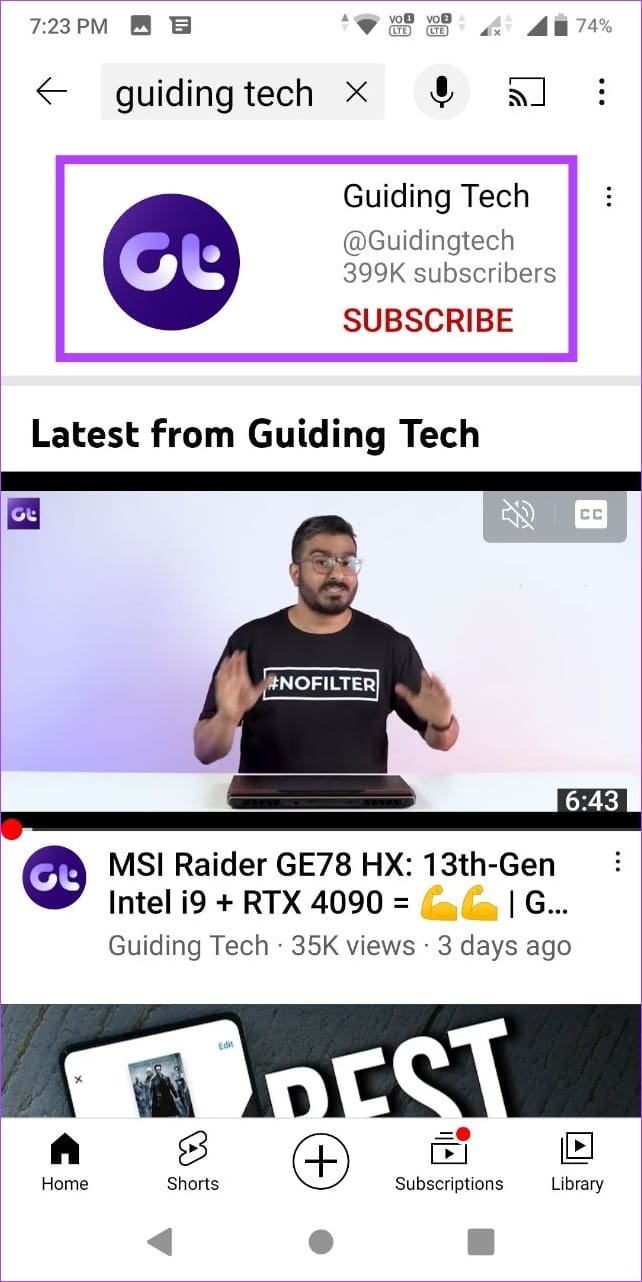Tap on the channel