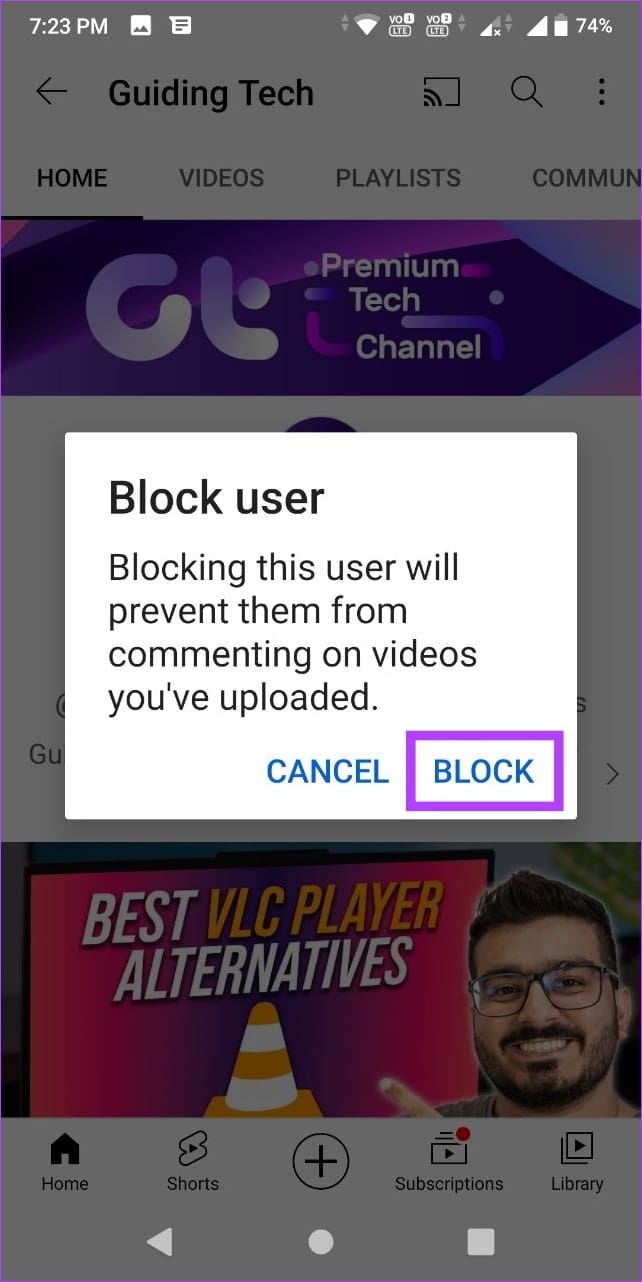 Tap on Block