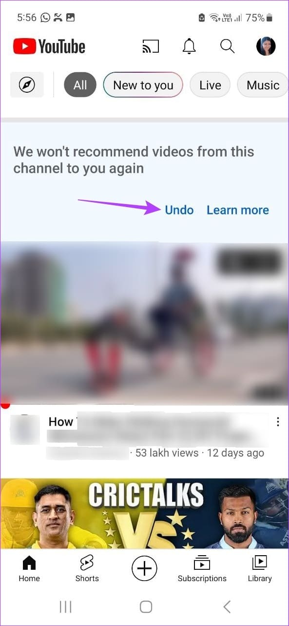Tap on Undo