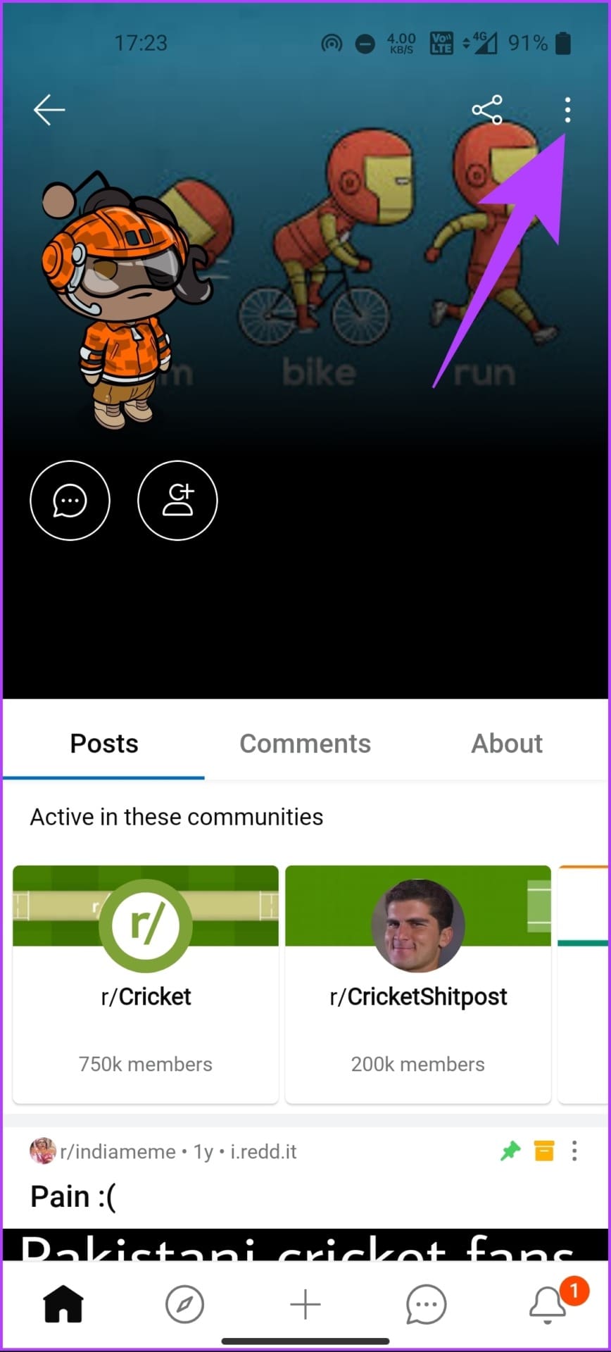 tap on the three-dot menu