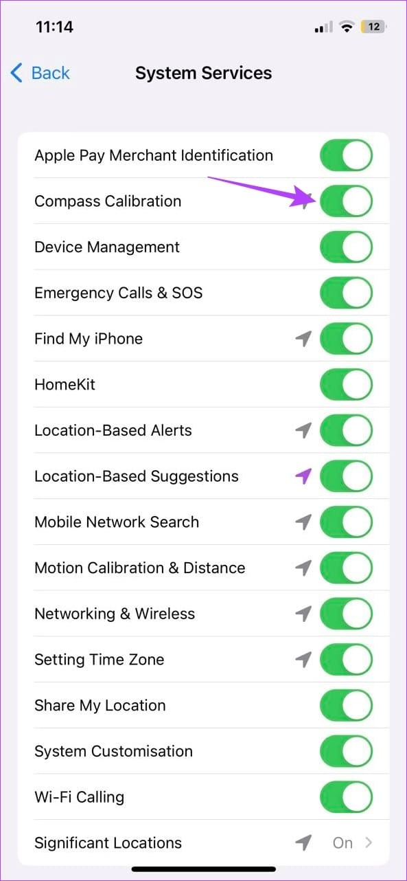 Turn Compass Calibration toggle on