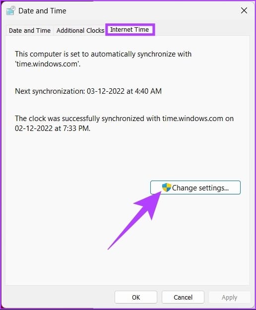 click the Change settings button