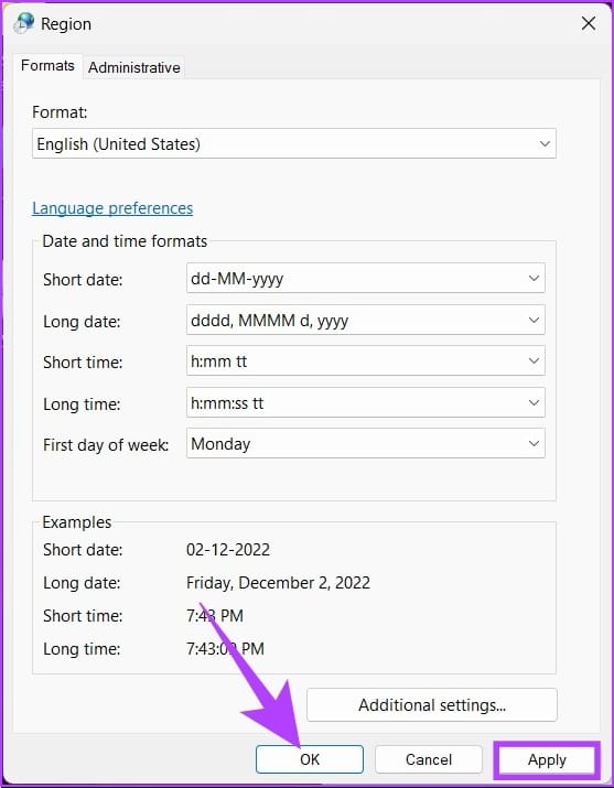 click Apply and then OK