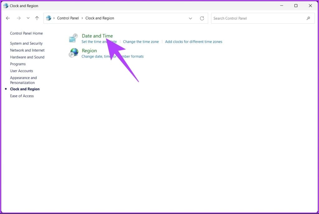 select Date and time