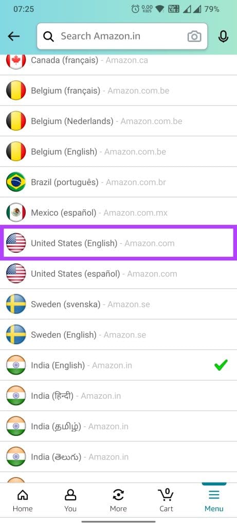 select your region with English