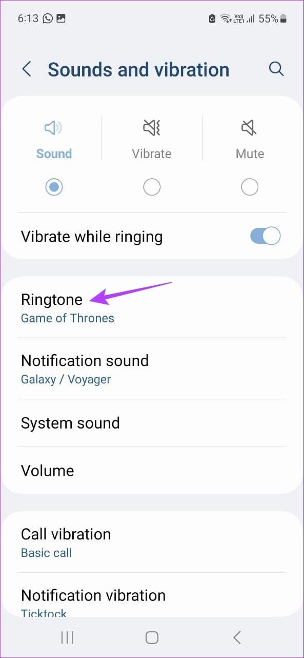 Tap on Ringtone