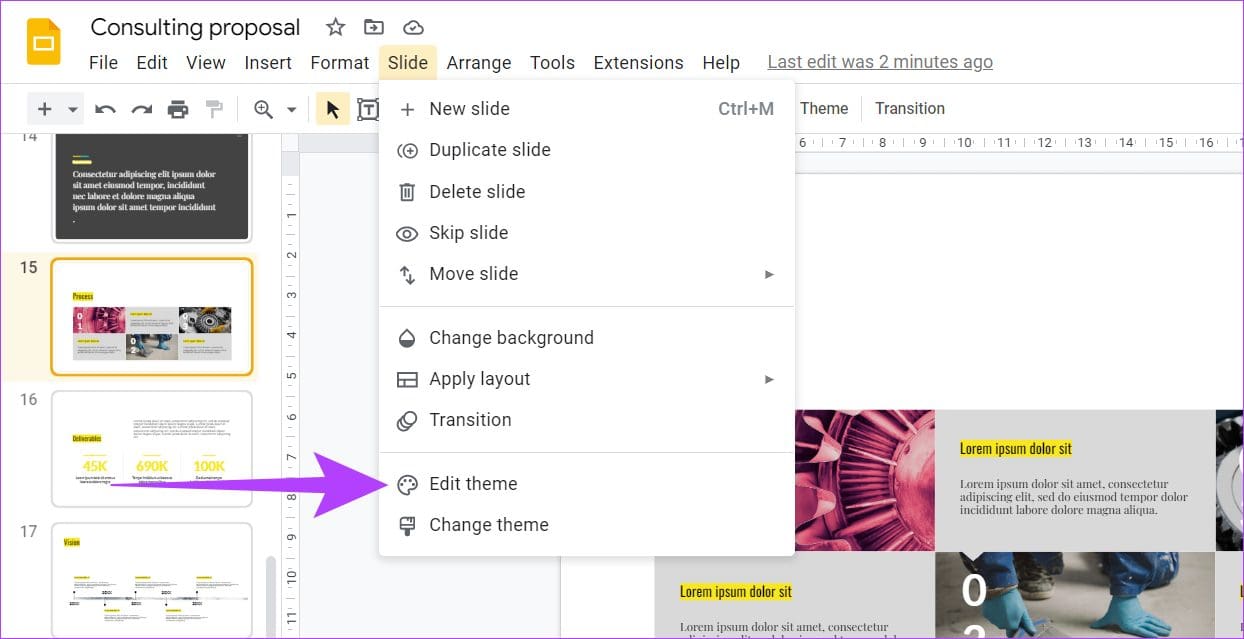 Click on Edit theme