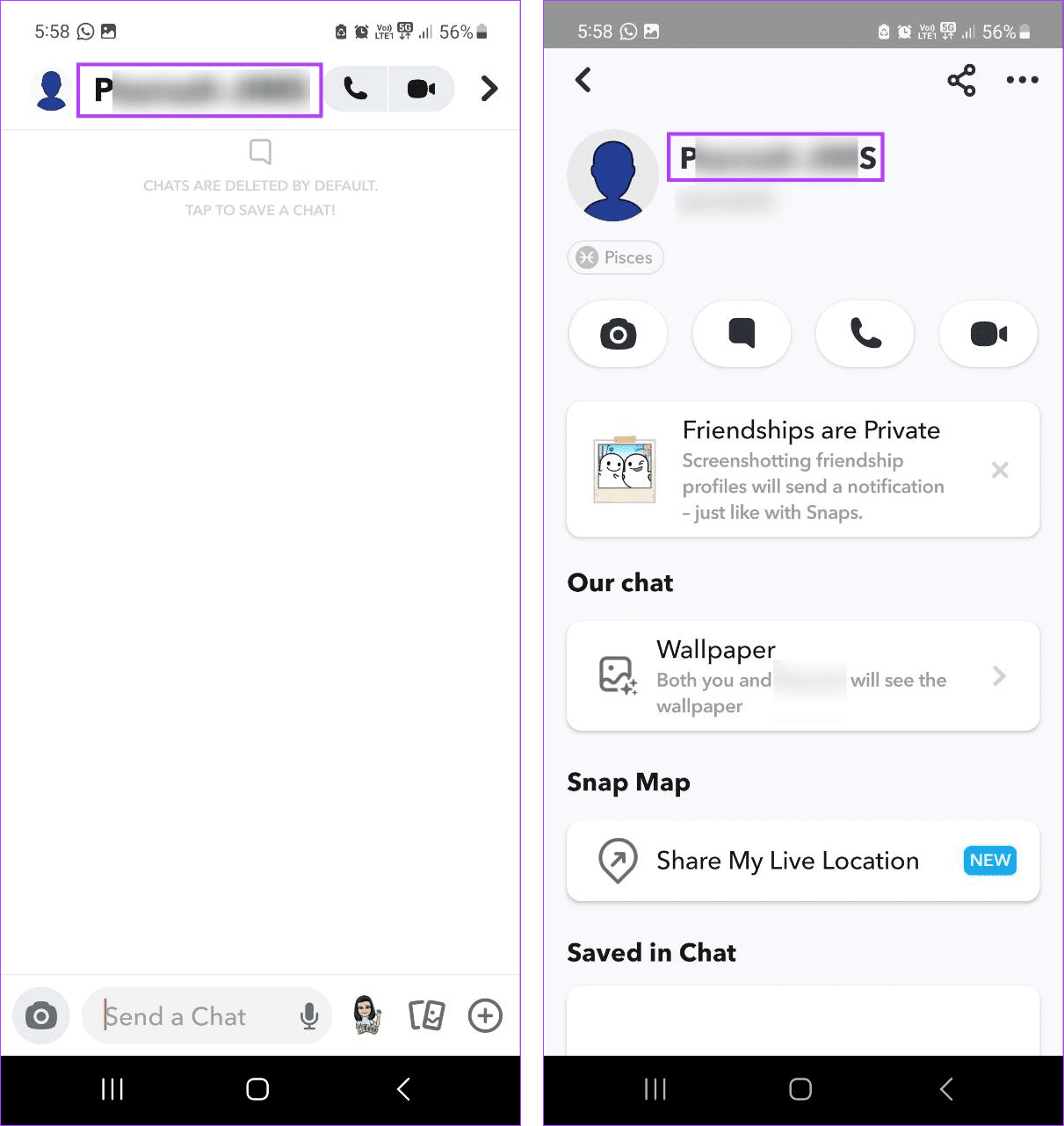Change user display name on Snapchat