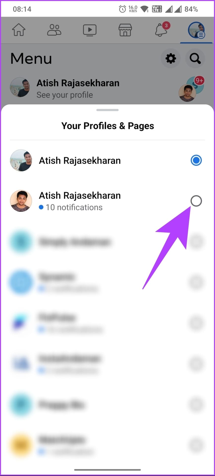 choose the page you want to change the display name