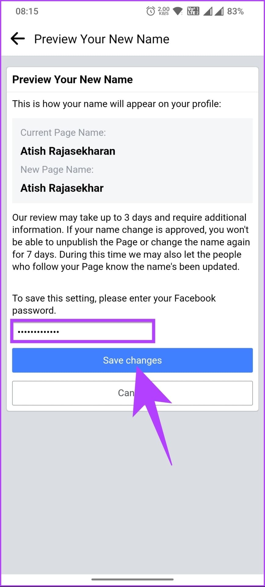 tap Save Changes