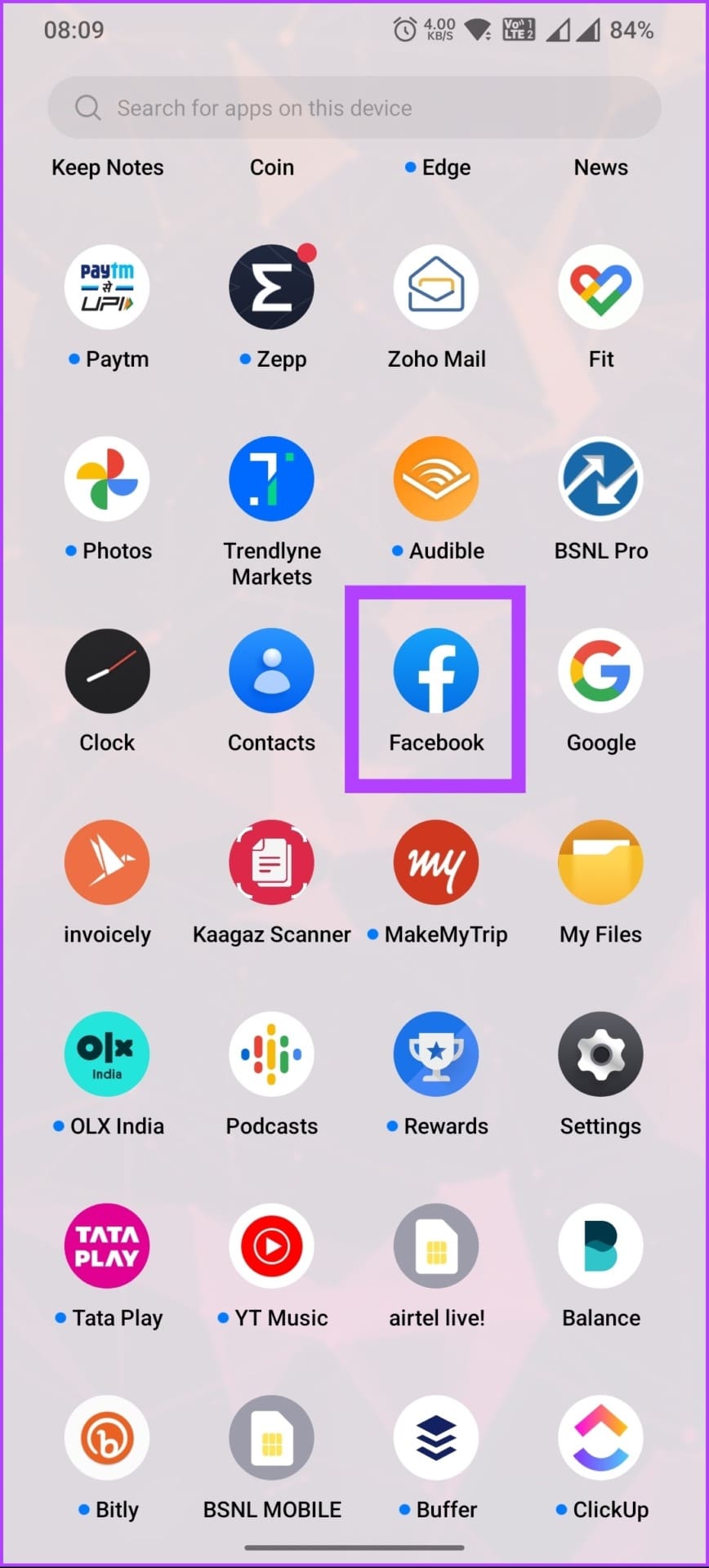 Launch the Facebook app