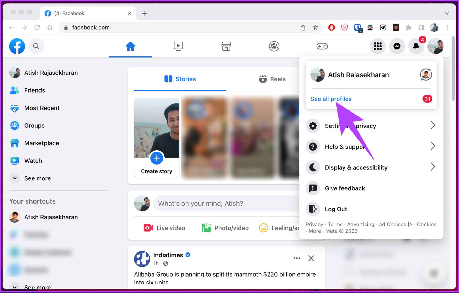 select the page you want to change the name of