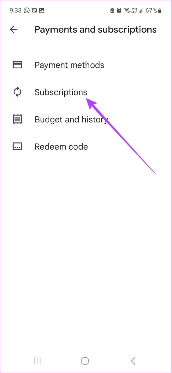 Tap on Subscriptions