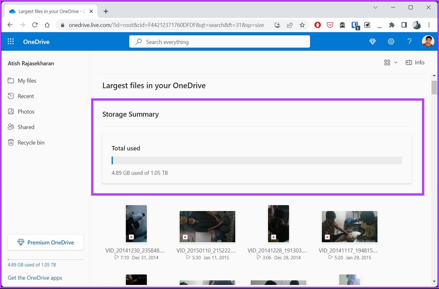 move the files taking up the most space or delete them if not needed