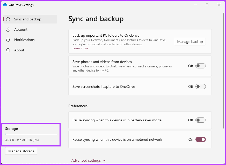 you will find Storage, which shows the amount of storage