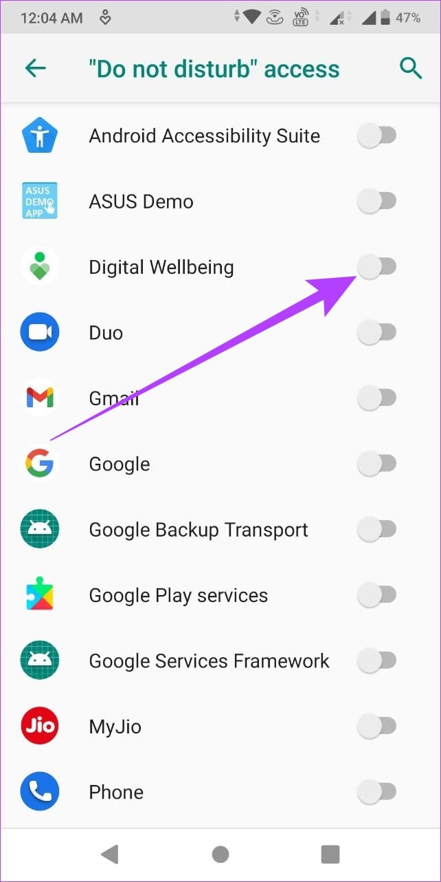 Turn on the Digital Wellbeing toggle