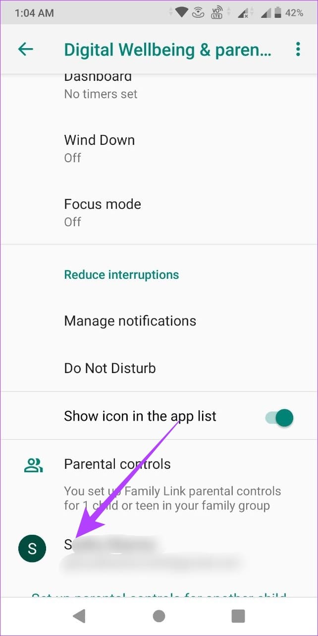 Tap on our child's account