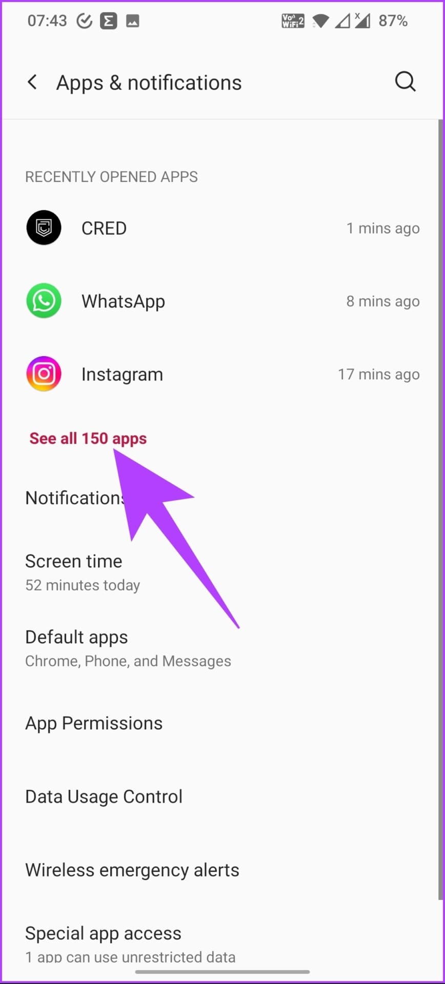 click on the 'See all apps' option