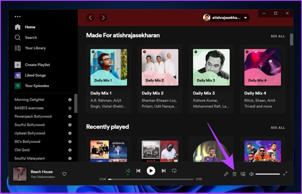 Open the Spotify app on the Desktop