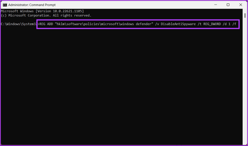 Type or copy the below command and press Enter