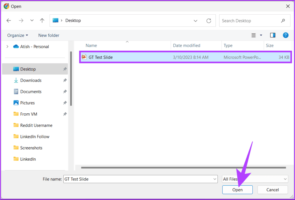 Select the file from your PC and click Open