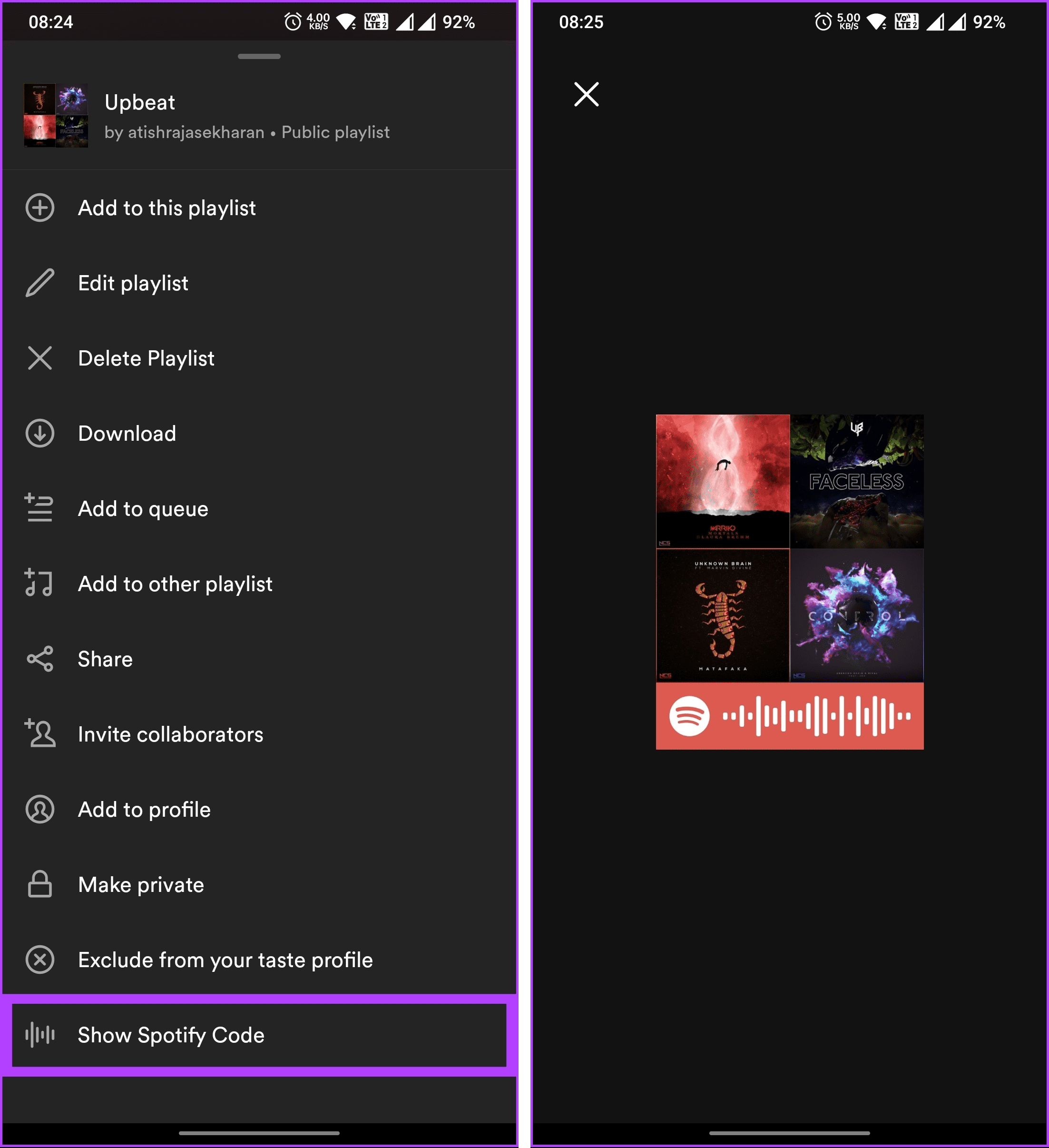 select 'Show Spotify Code'