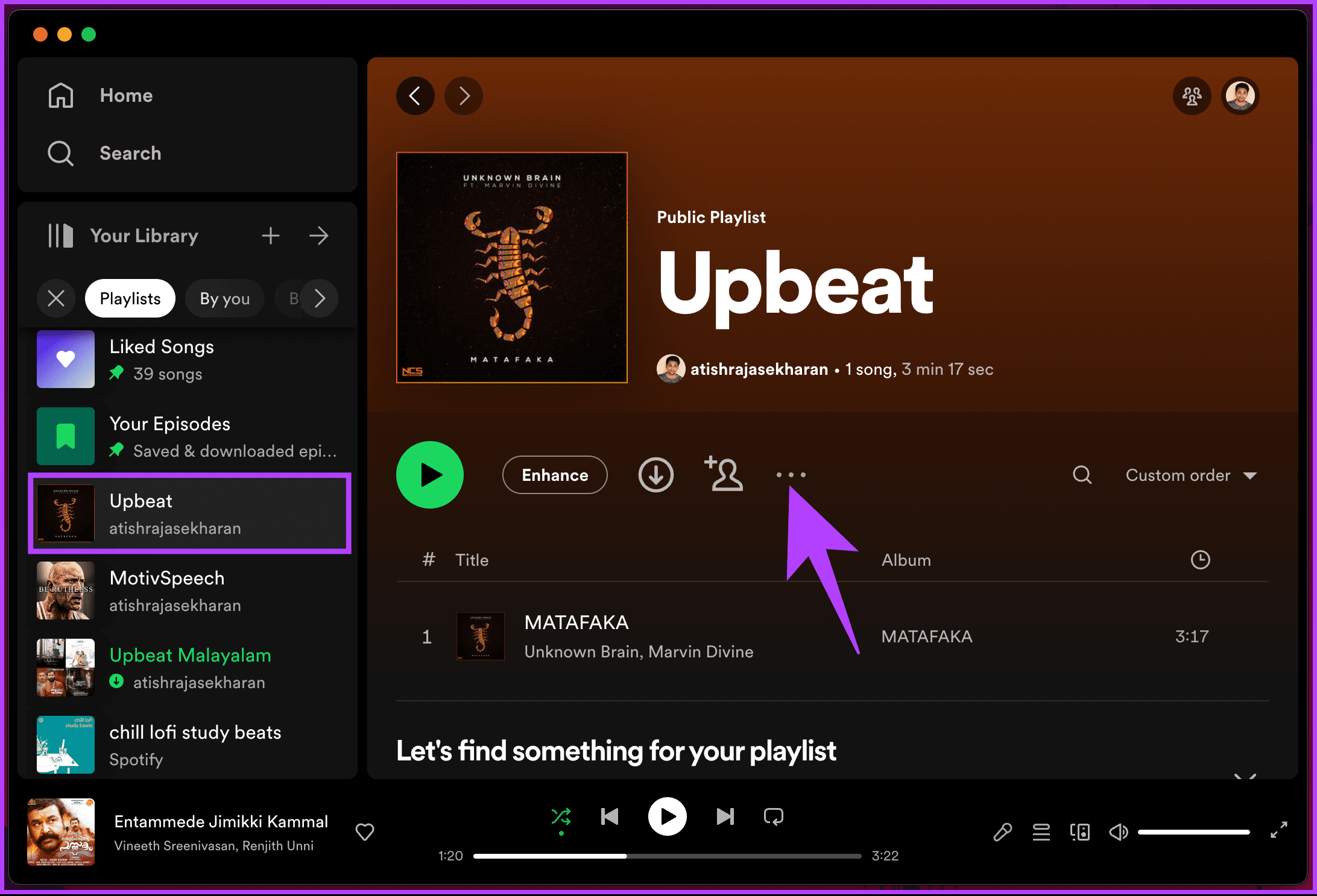 navigate to your created playlist
