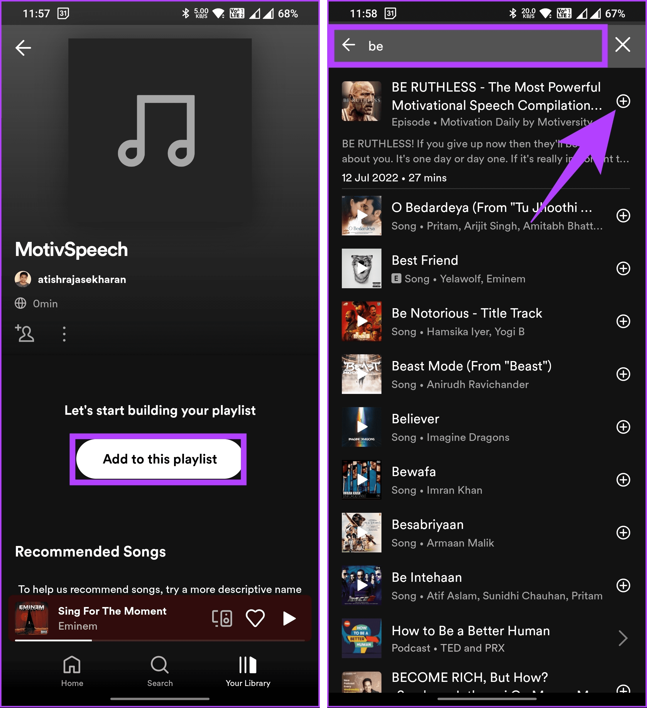 tap the + (plus) button
