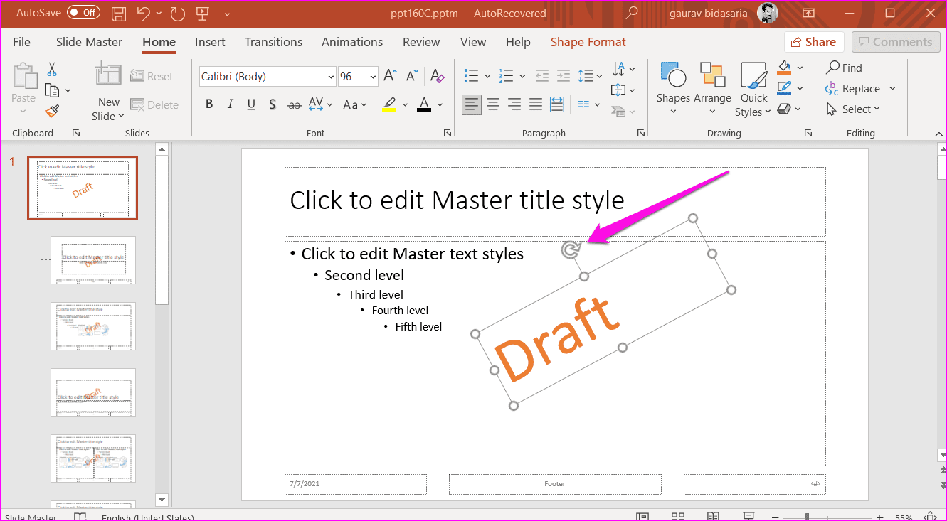 How to Create and Add Watermark in Power Point Slides 6