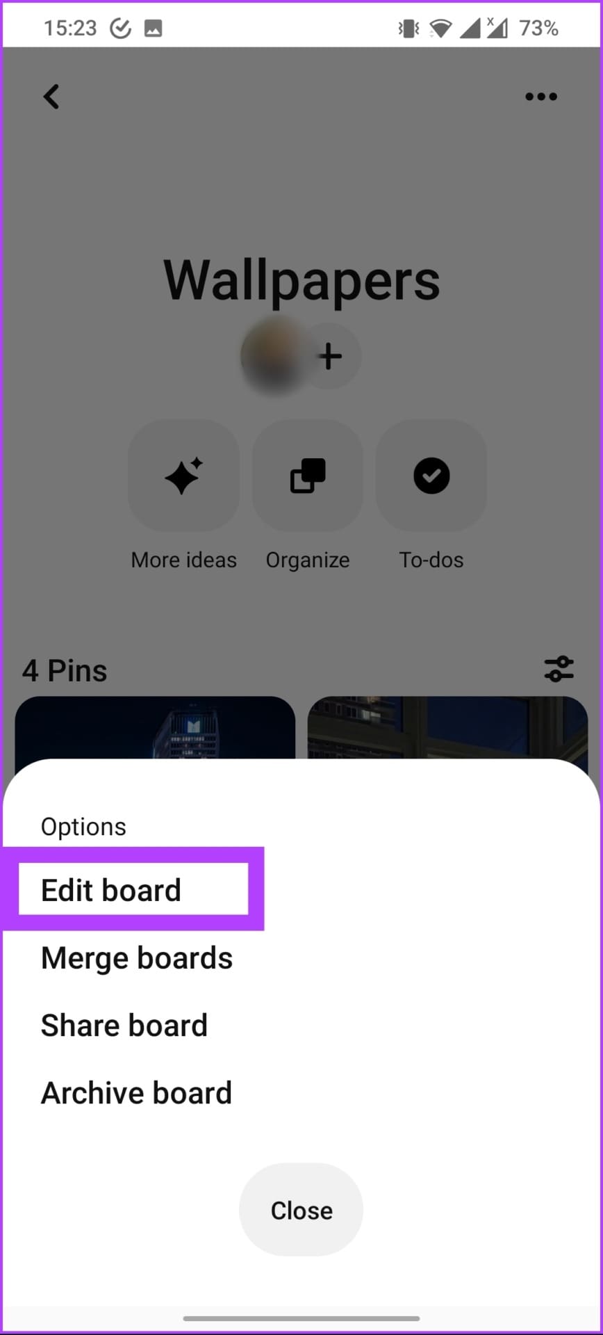 tap on the Edit board