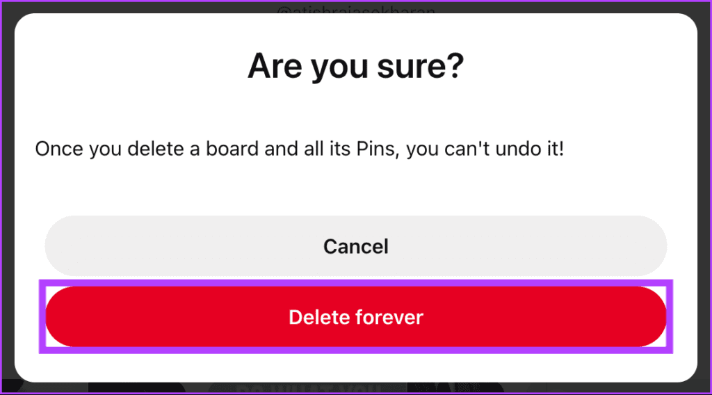 prompt click Delete forever