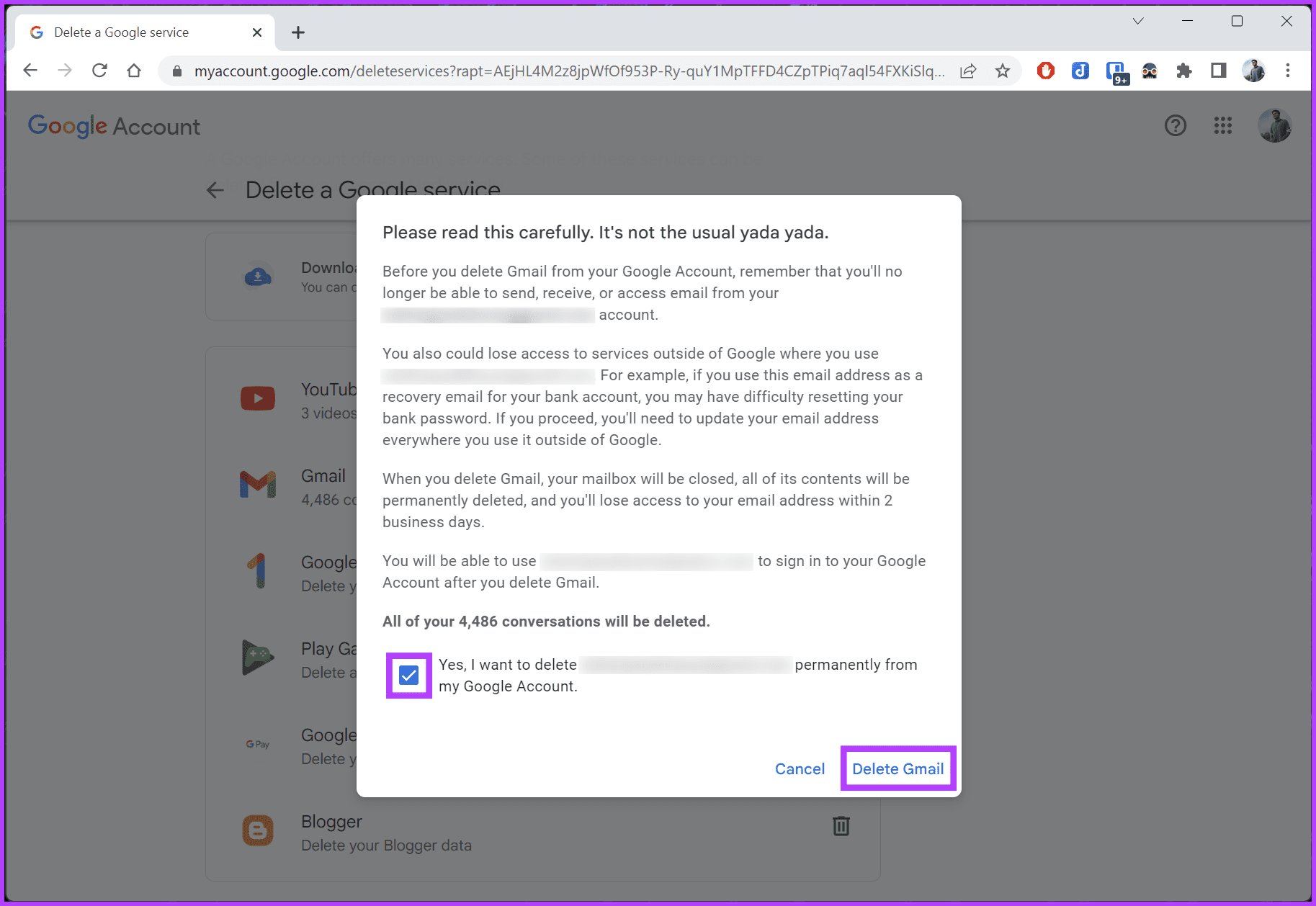 select Delete Gmail