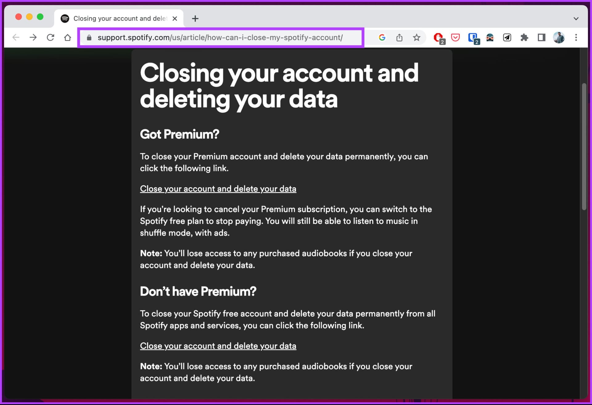 go to the Spotify support page