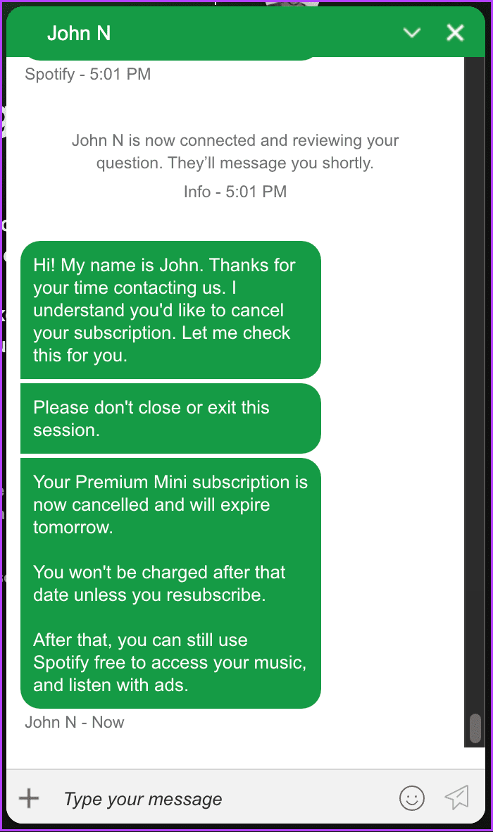 will help cancel the Spotify premium