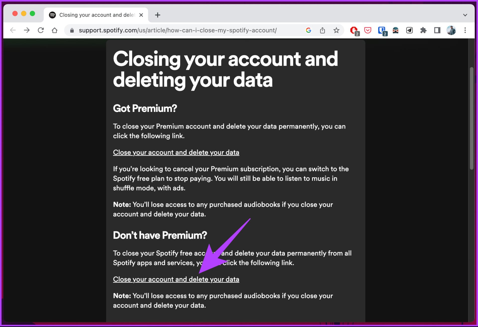 click 'Close your account and delete your data'