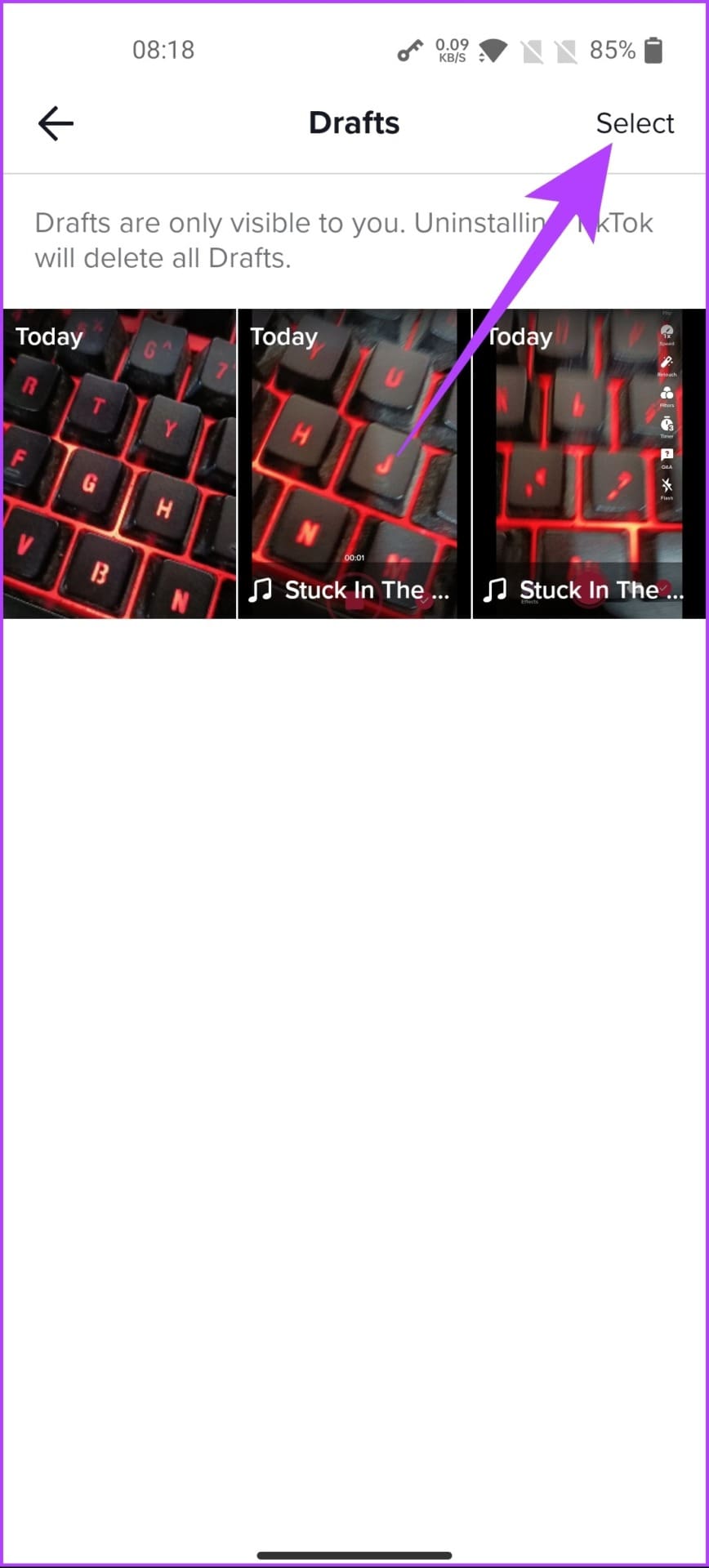 Tap on Select