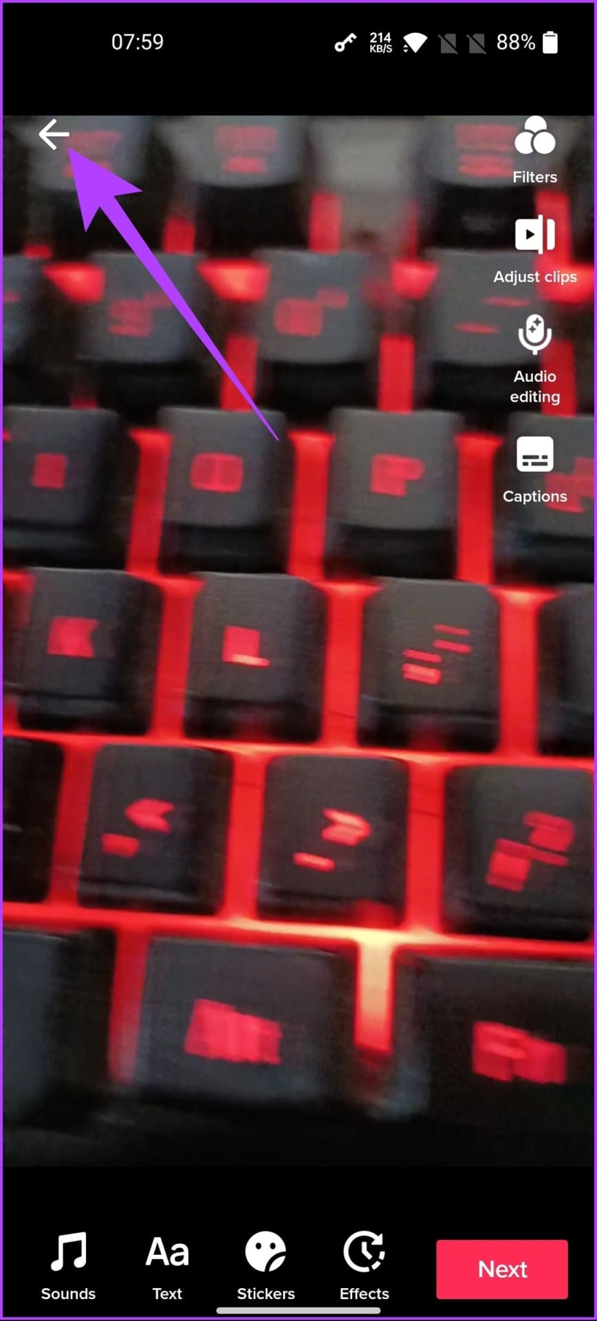 Tap on the back arrow